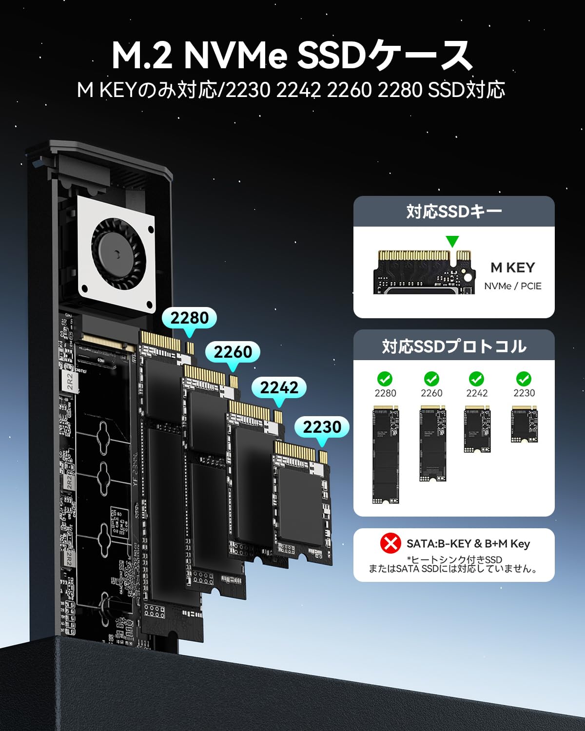 Yottamaster 40Gbps M.2 NVMe SSDエンクロージャ、4TB対応